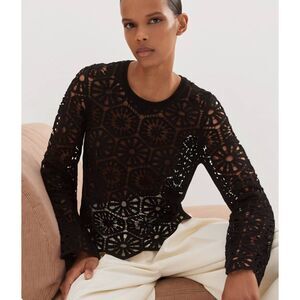 ME+EM Crochet Stitch Box Sweater in Black sz Large